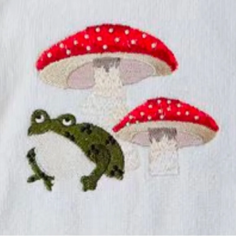 Spring Velour Mushroom With Green Frog Towel by Place & Time, NWT